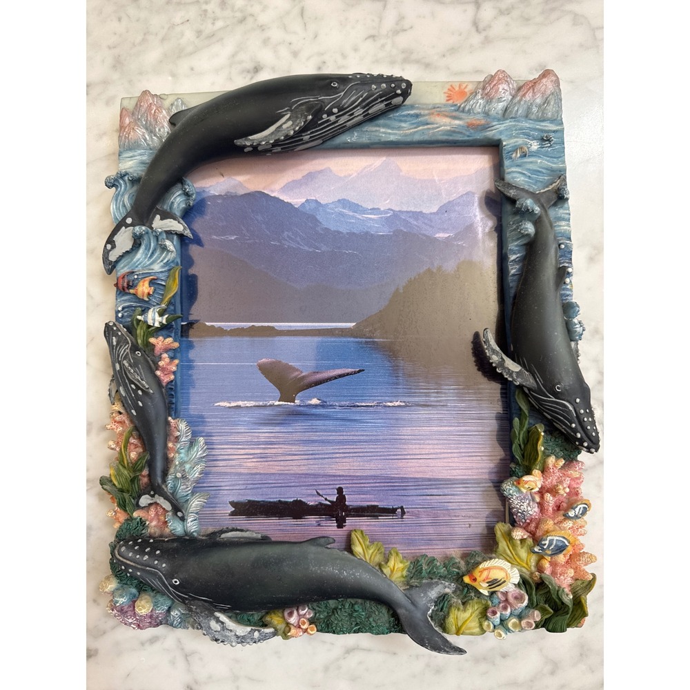 Montefiori Collection 3D Whale Picture Frame Nautical Resin Ocean Decor 10x12